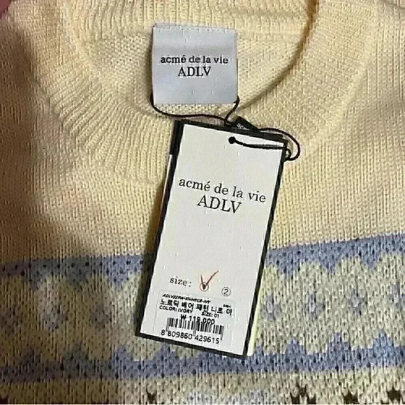Acme de La Vie Sweater XS Ivory Nordic Bear Pattern Wool Blend Women’s NWT - Picture 7 of 9